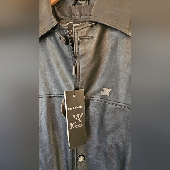 Emporio Armani Emporio Collezione soft faux black leather jacket mens medium - Picture 2 of 12